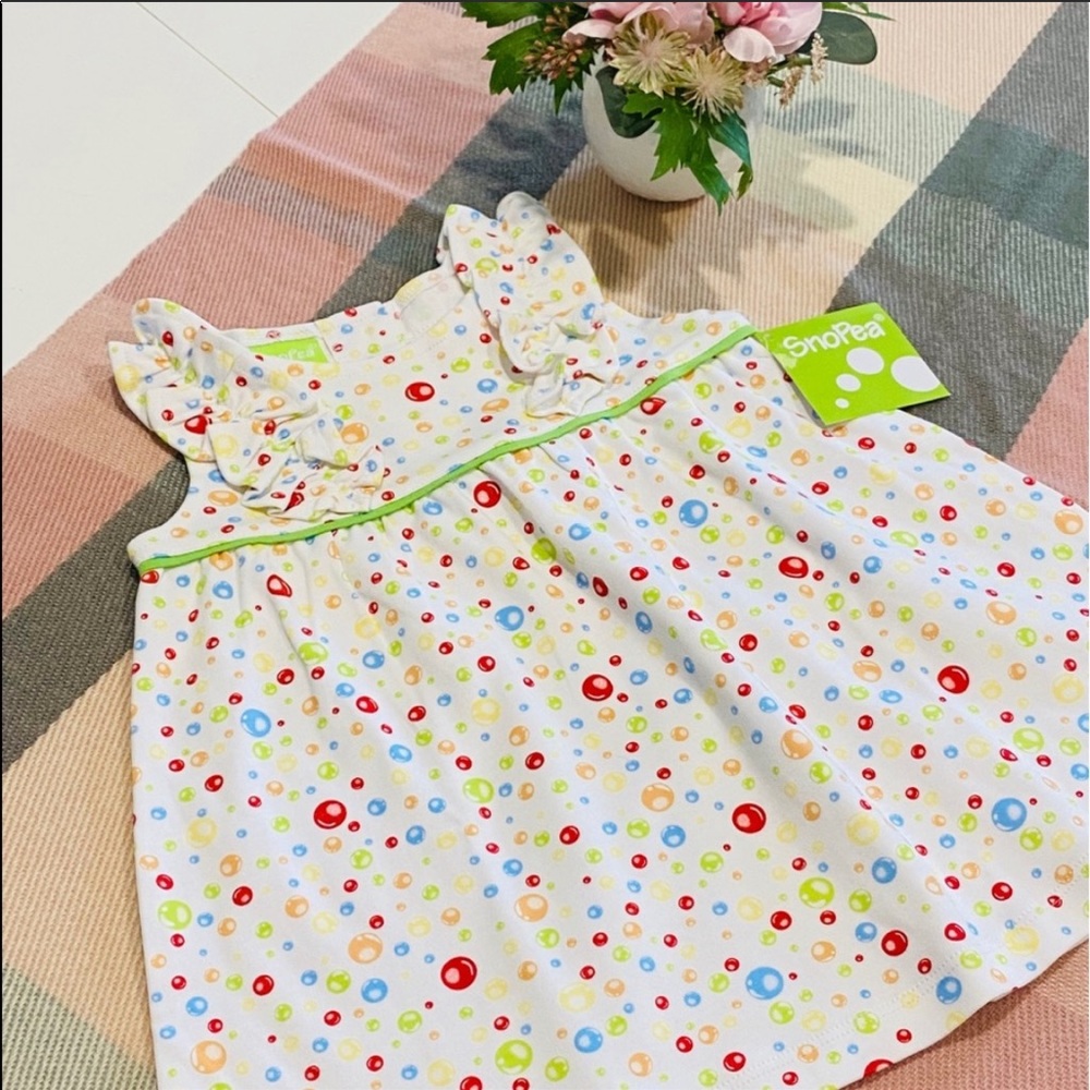 NWT! Baby Girl Bubbles Ruffle Babydoll Dress White